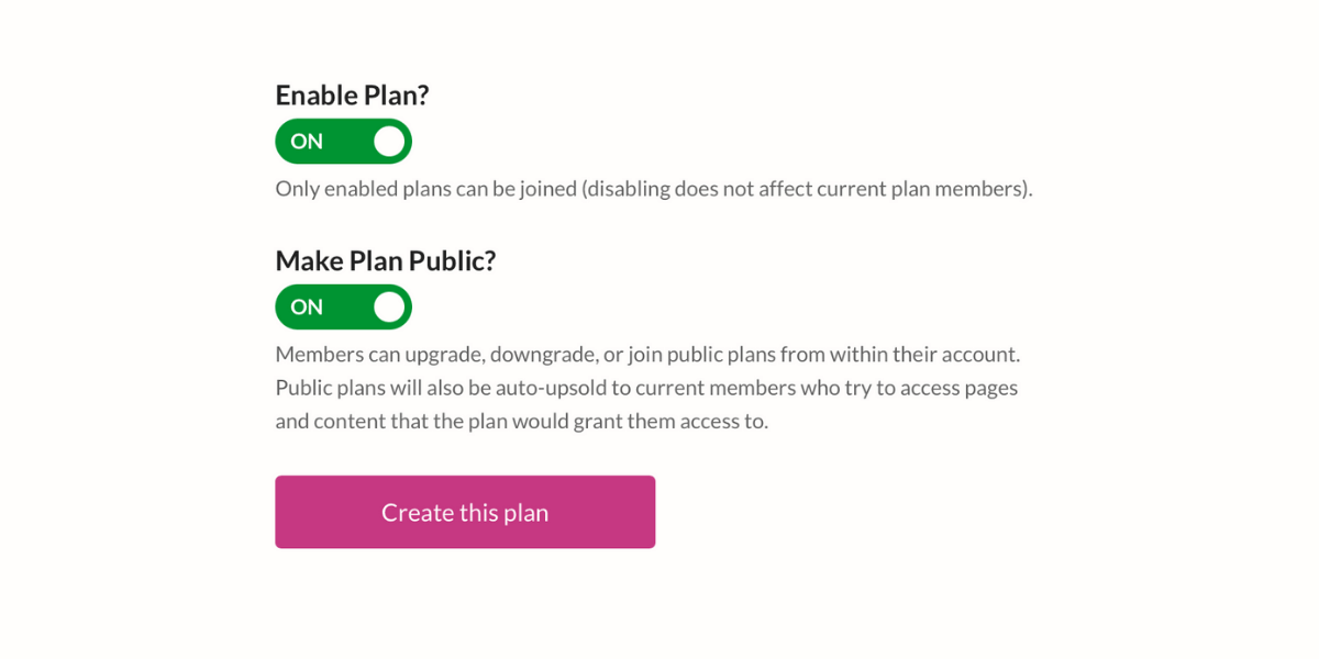 Enable Member Plans in MemberSpace