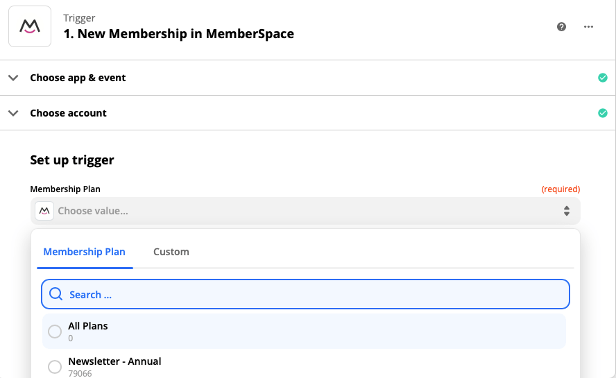 Set up MemberSpace trigger