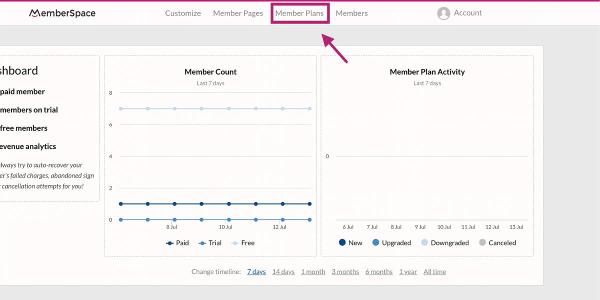 MemberSpace Member PLans section