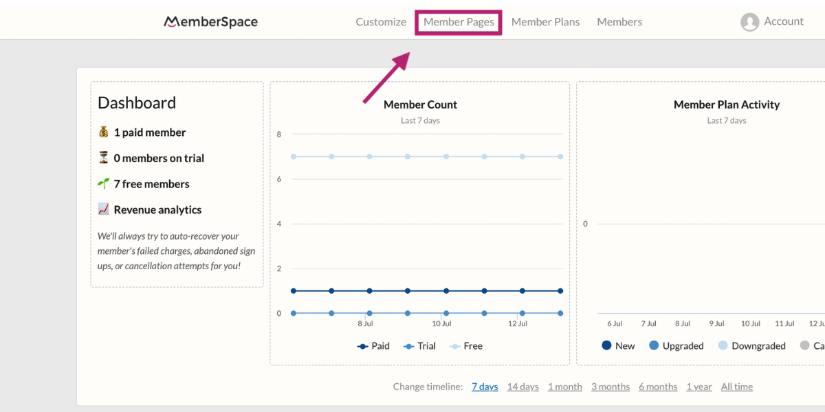 MemberSpace Member Pages section