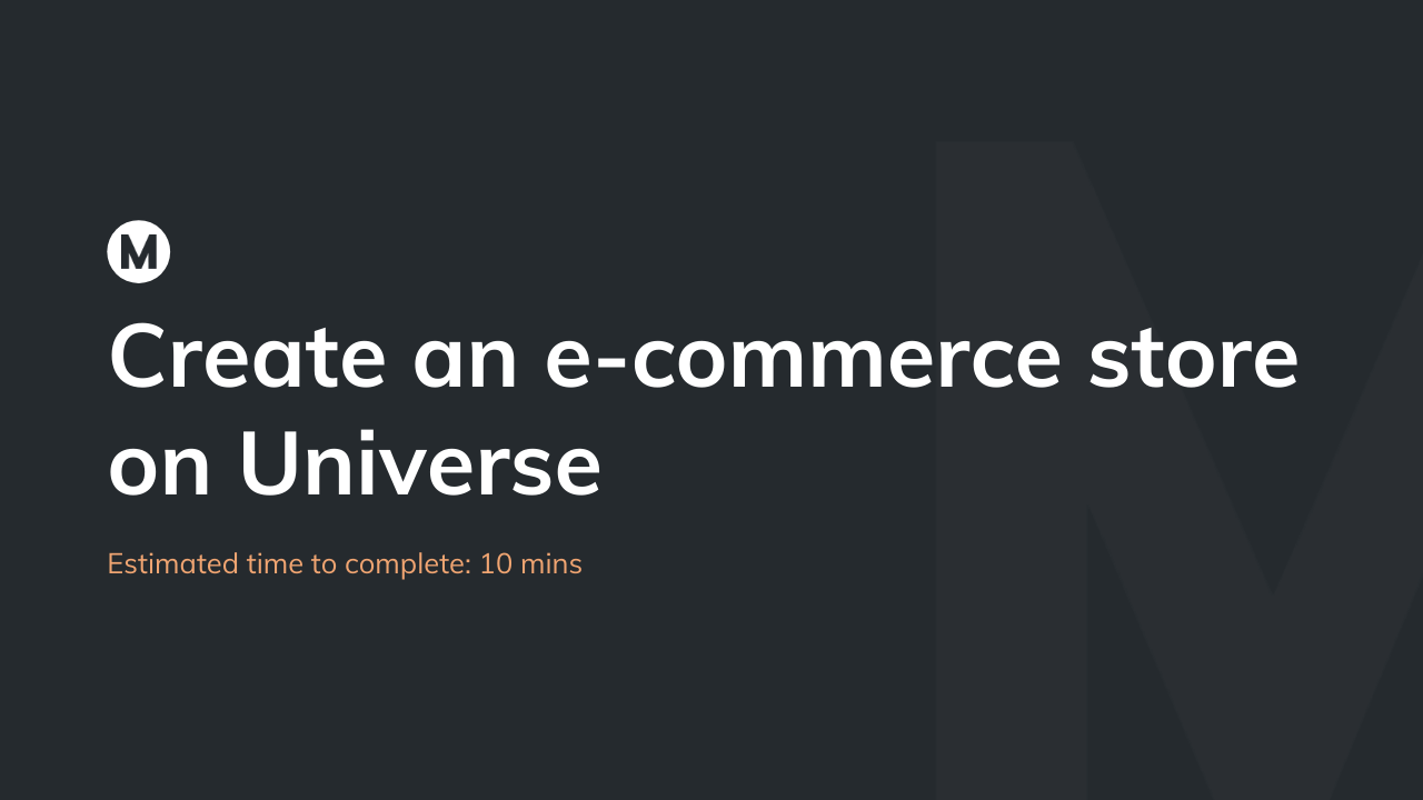 Create an e-commerce store on Universe