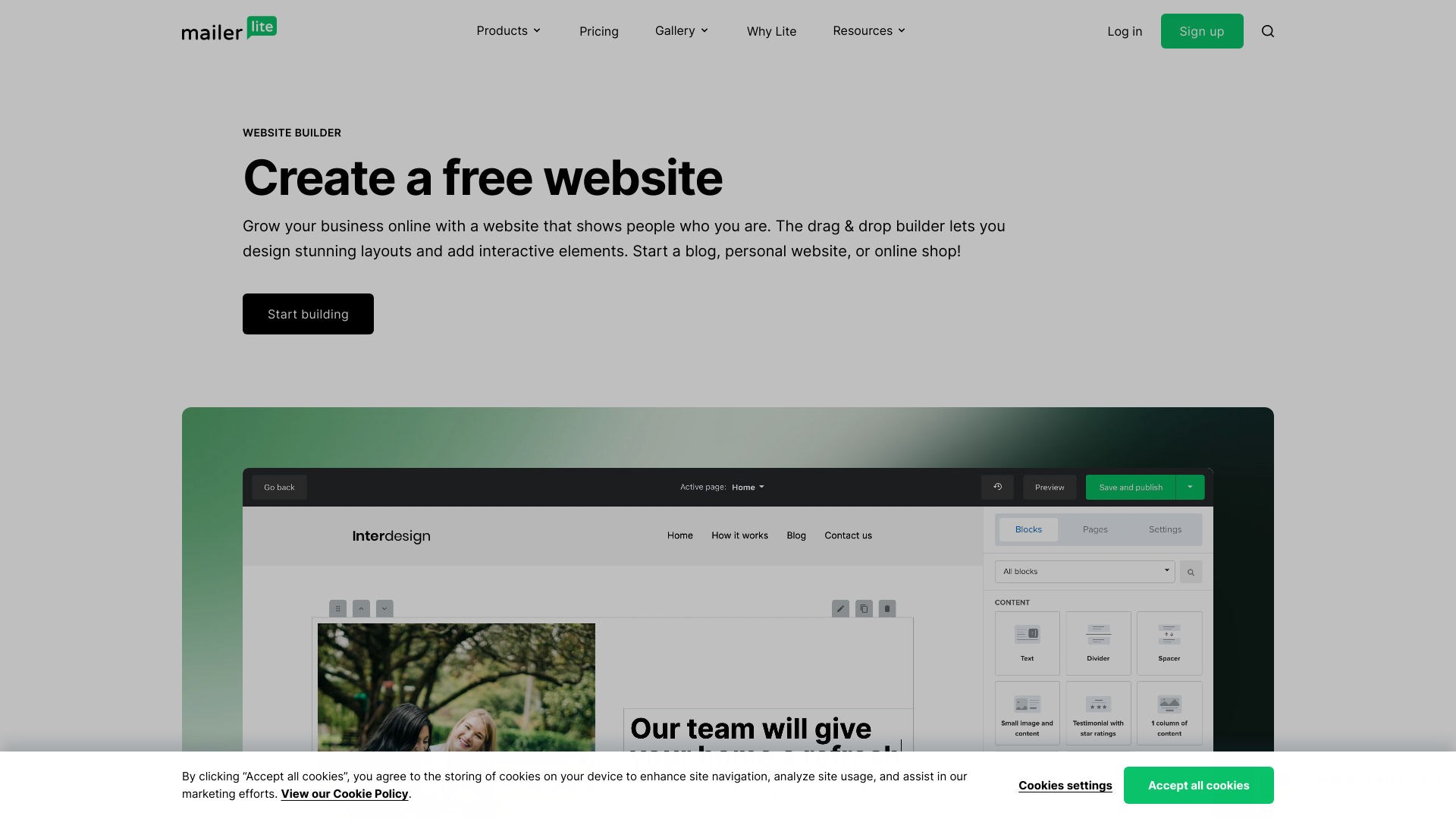 MailerLite Website Builder